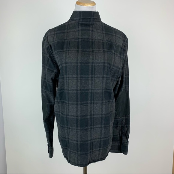 John W Nordstrom Black Plaid Elbow Patch Button Down Shirt Medium - Picture 4 of 9